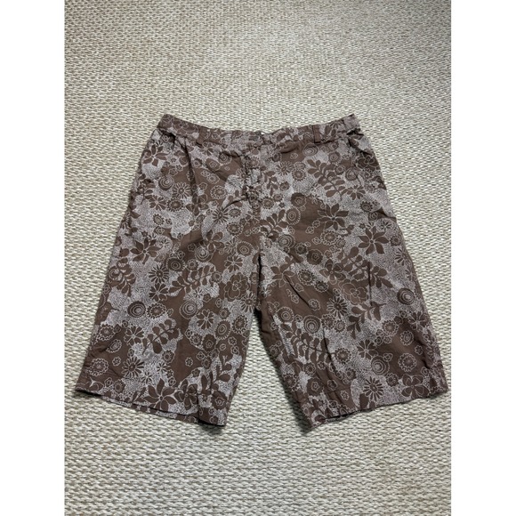 fresh produce Pants - Fresh Produce Brown Floral Print Bermuda Shorts vintage Casual 90's Beachy euro
